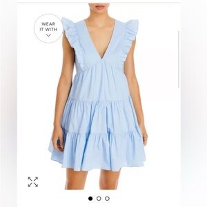 Aqua Sky Blue Ruffle Tiered Mini Dress